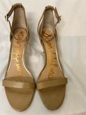Sam Edelman Nude Patent Ankle Strap Heels